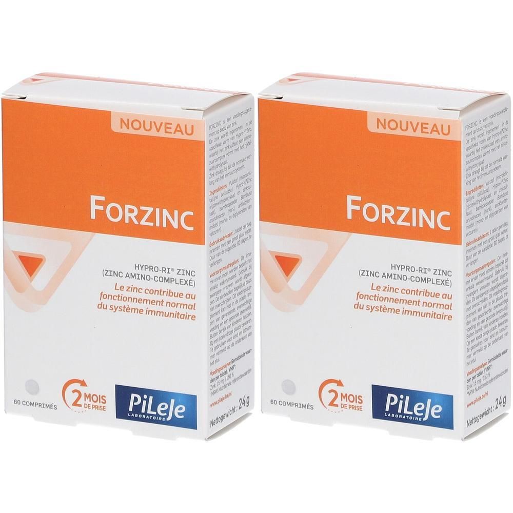 Twee pakken Forzinc voedingssupplement met zink. Verpakking voor 2 maanden.