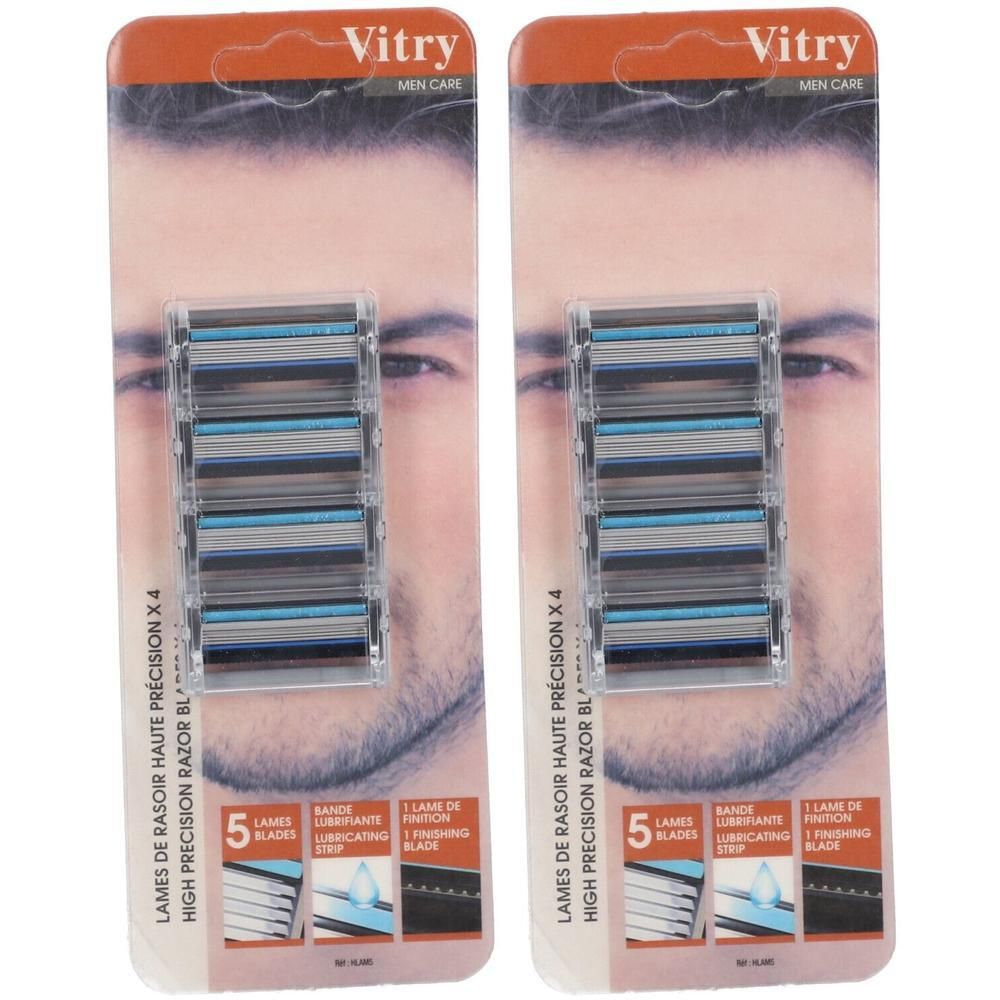 Vitry Precisie scheermesjes navullingen, 2x4 mesjes. Elke cassette heeft 5 mesjes en een glijstuk.