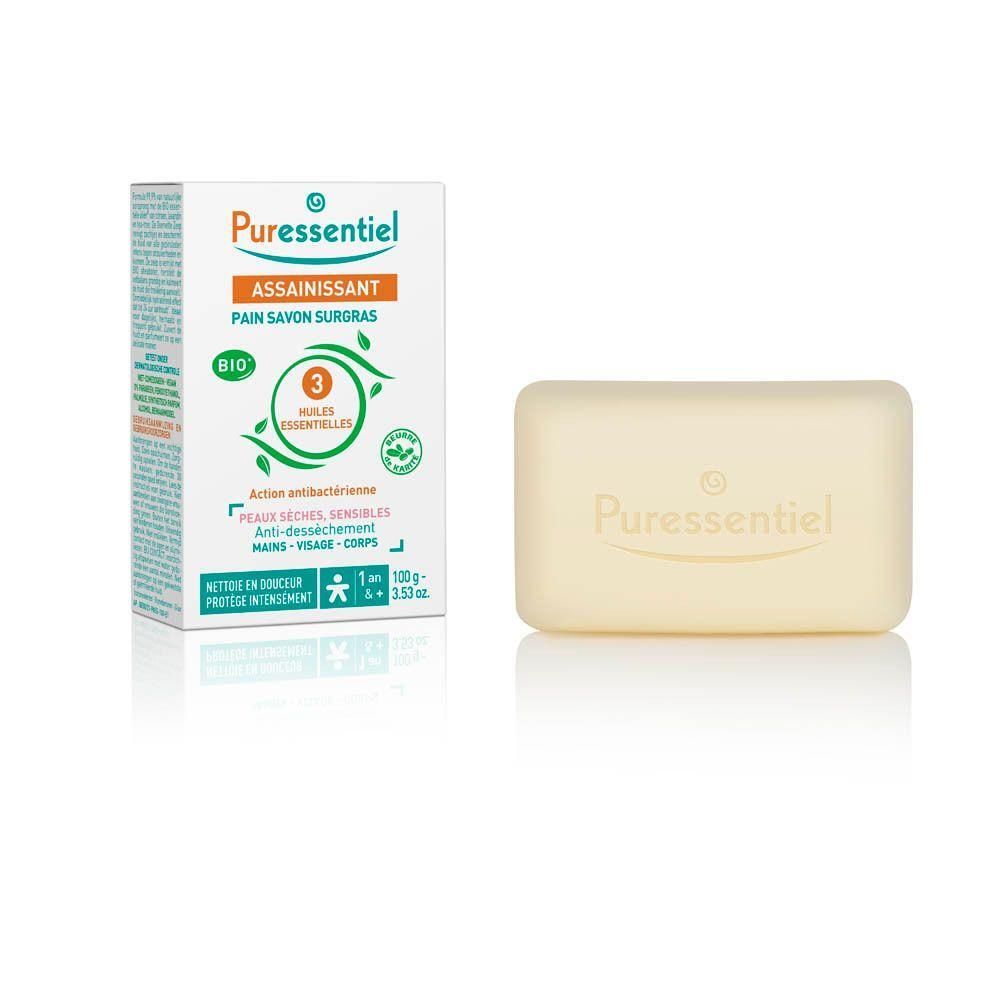 Savon Puressentiel, 100g. Bio, aux 3 huiles essentielles. Pour peaux sèches et sensibles.