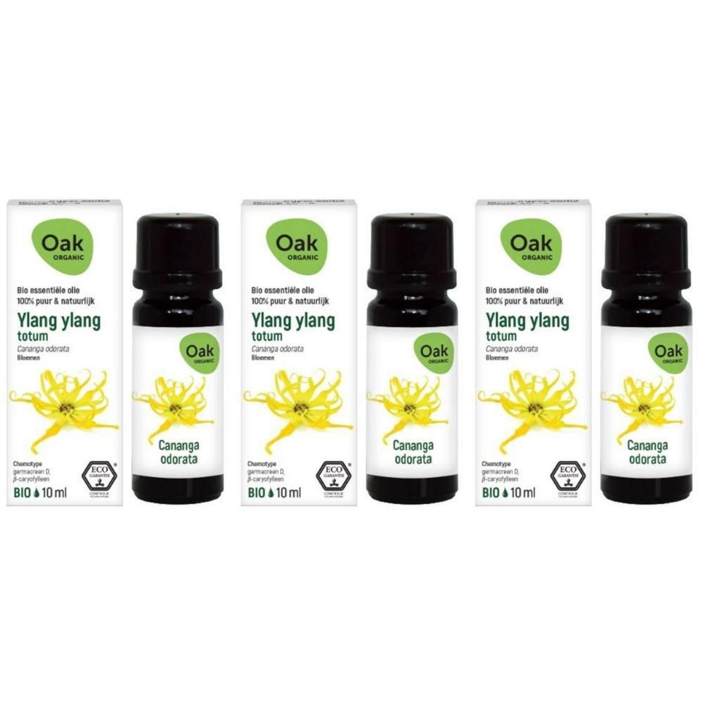 Vijf flessen Oak Ylang Ylang Totum biologische etherische olie, elk 10ml.