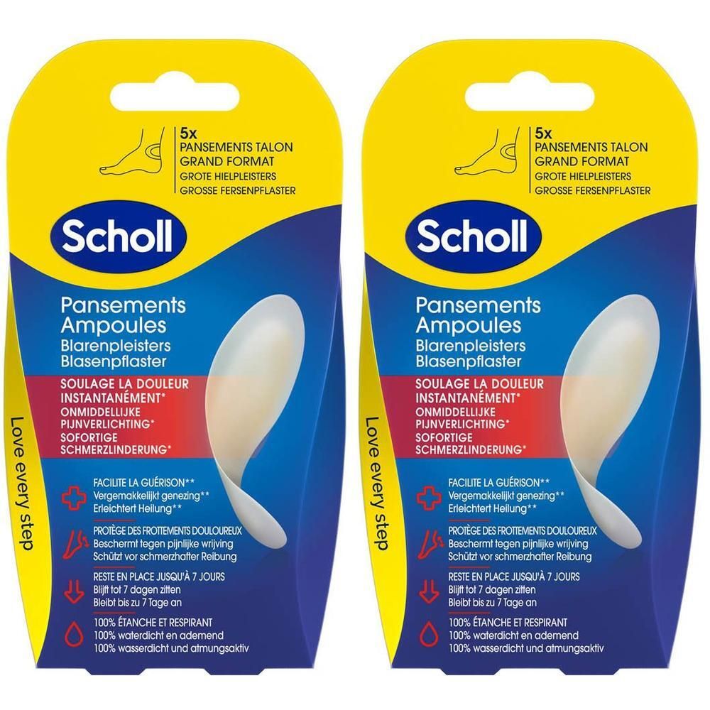 Pansements ampoules Scholl pour talons, 5 pièces. Étanche et respirant.