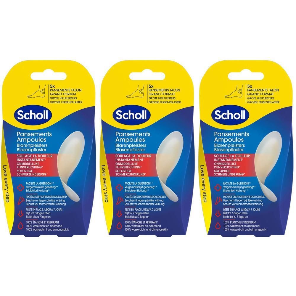 Scholl Blaarpleisters voor hielen, 3x 5 pleisters. Transparante, gevormde pleisters voor blaarverlichting.