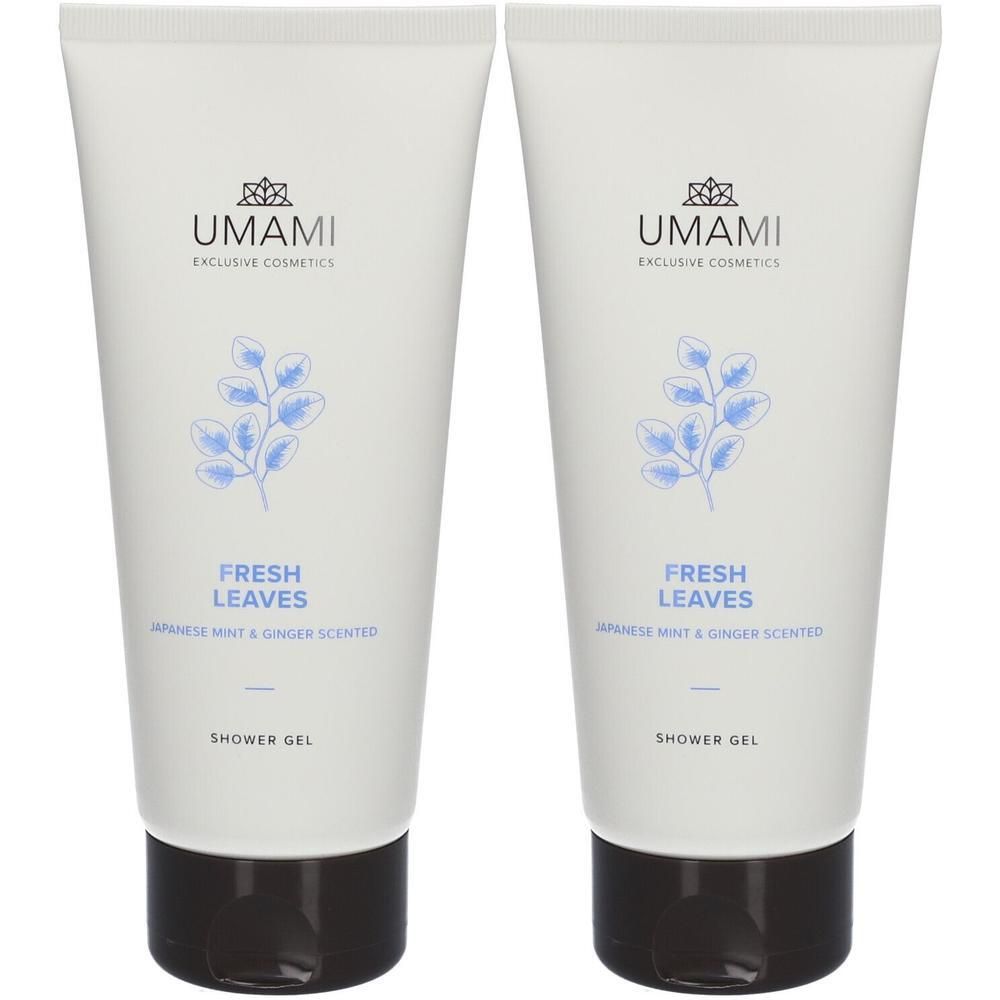 Twee witte tubes douchegel met Japanse munt en gembergeur.