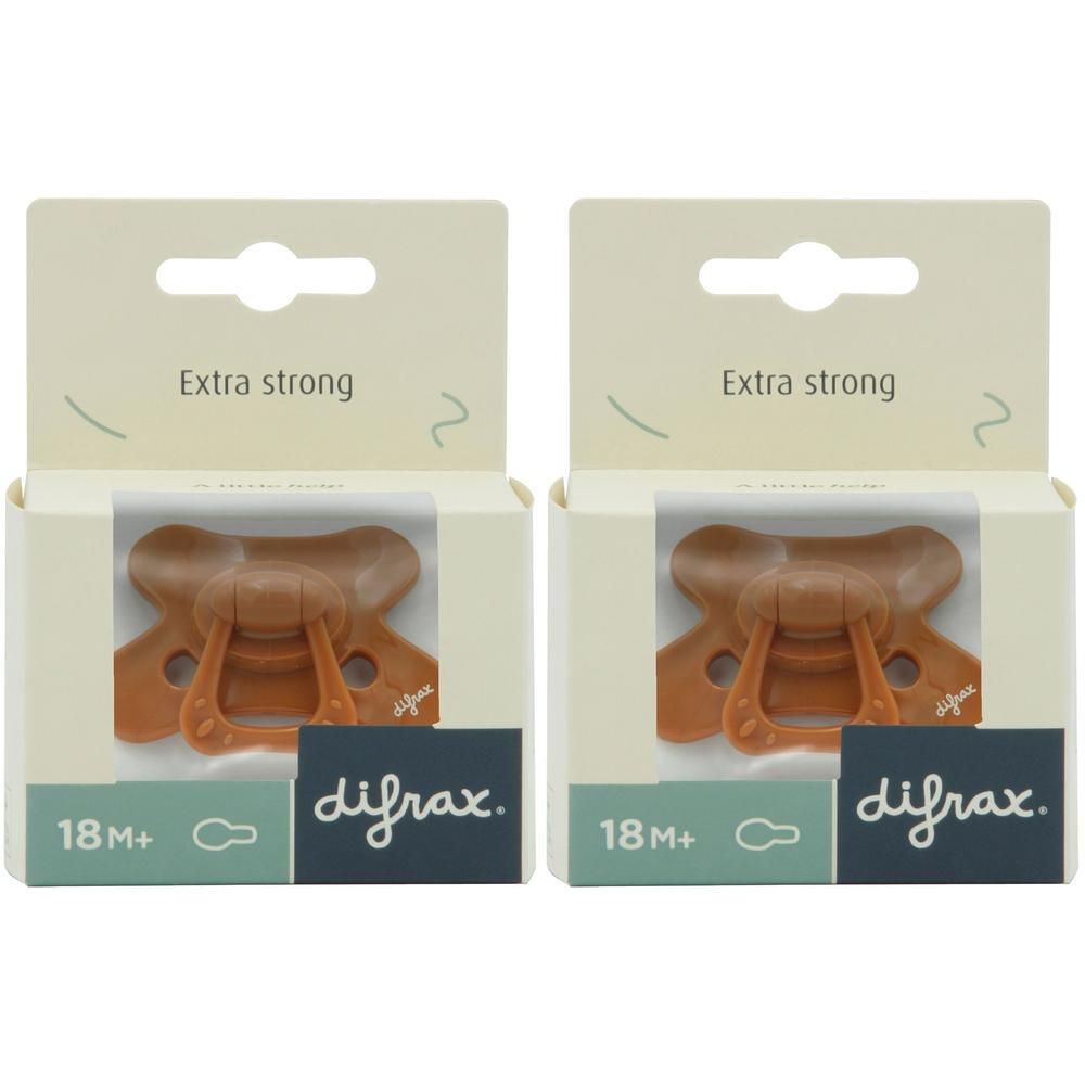 Deux sucettes Difrax, 18M+, extra fortes, en emballage.