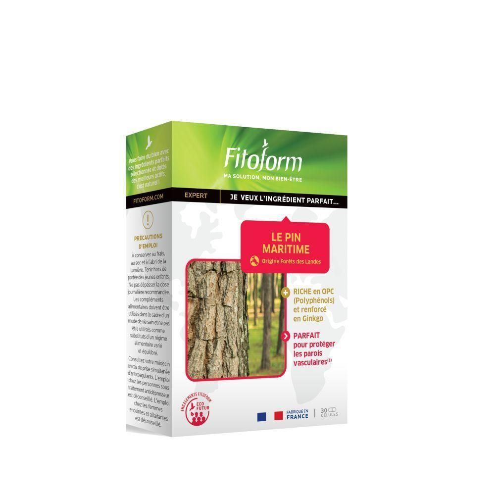 Fitoform Le Pin Maritime verpakking met afbeelding van boomstam en tekstinformatie.