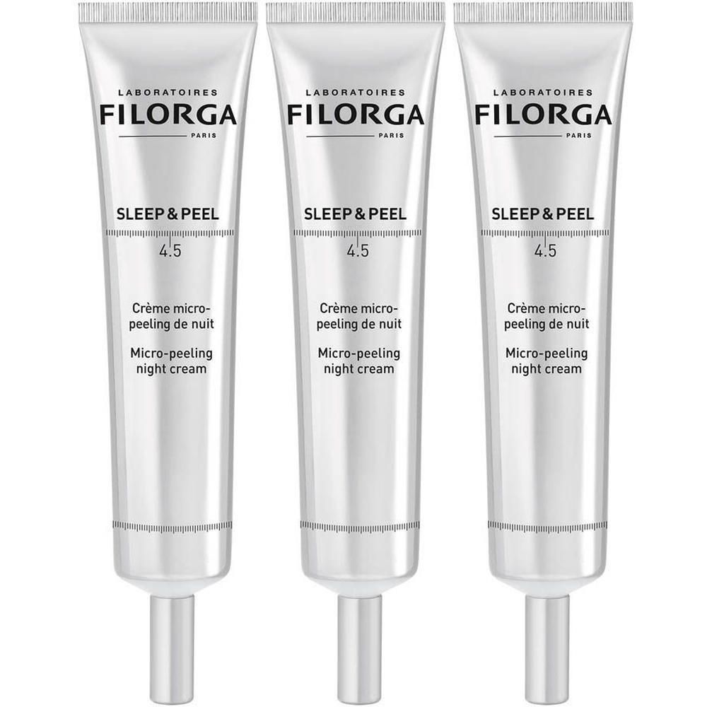Trois tubes de crème de nuit micro-peeling Filorga SLEEP & PEEL 4.5.