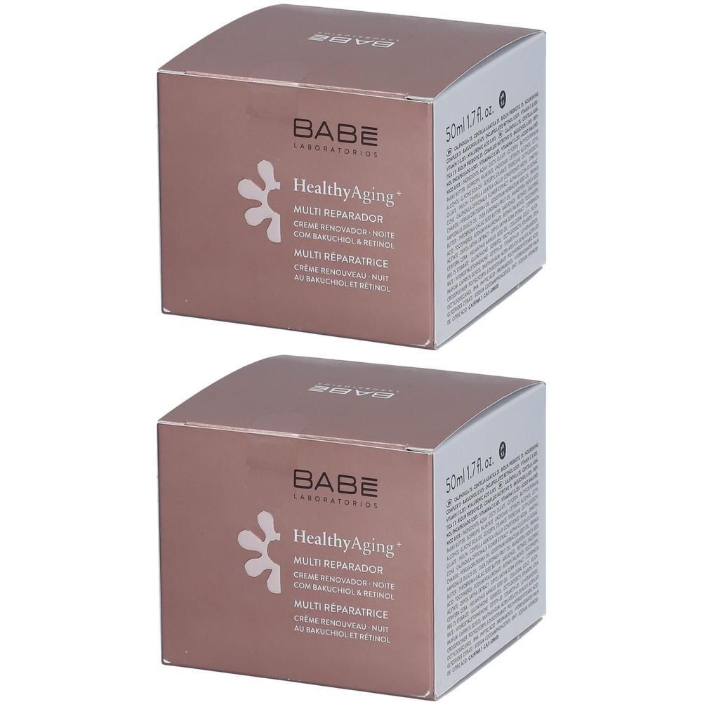 Deux boîtes de BABÉ HealthyAging+ Multi Repair Renovating Crème de Nuit, 50ml.