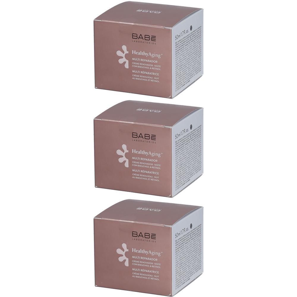 Trois boîtes de crème de nuit BABÉ HealthyAging+ Multi Repair Renovating, 50ml.