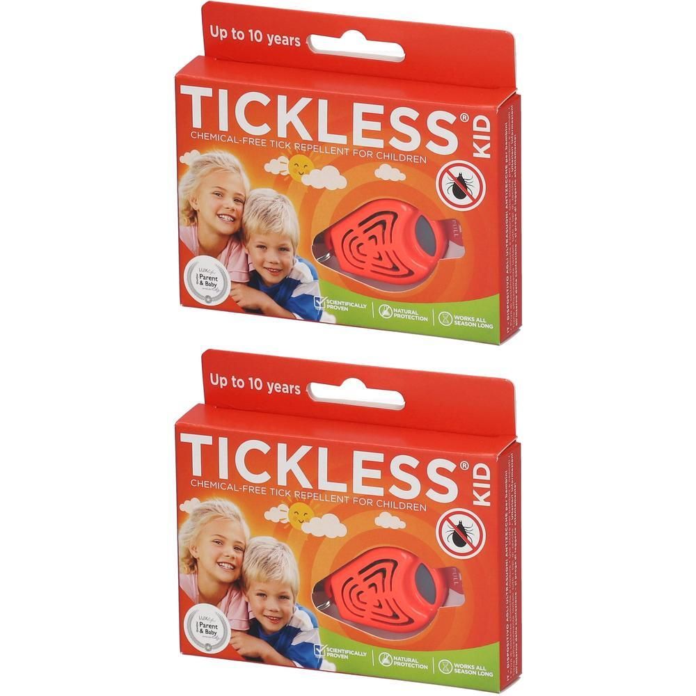 Twee pakken Tickless Kid Orange, chemisch tekenwerend middel voor kinderen tot 10 jaar.