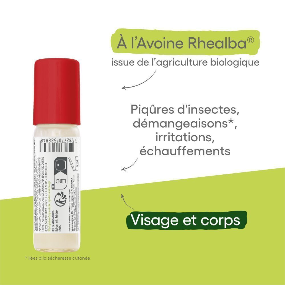 Roll-on A-Derma Cutalgan avec infoboxes : Avoine Rhealba, pour piqûres, irritations, échauffements.