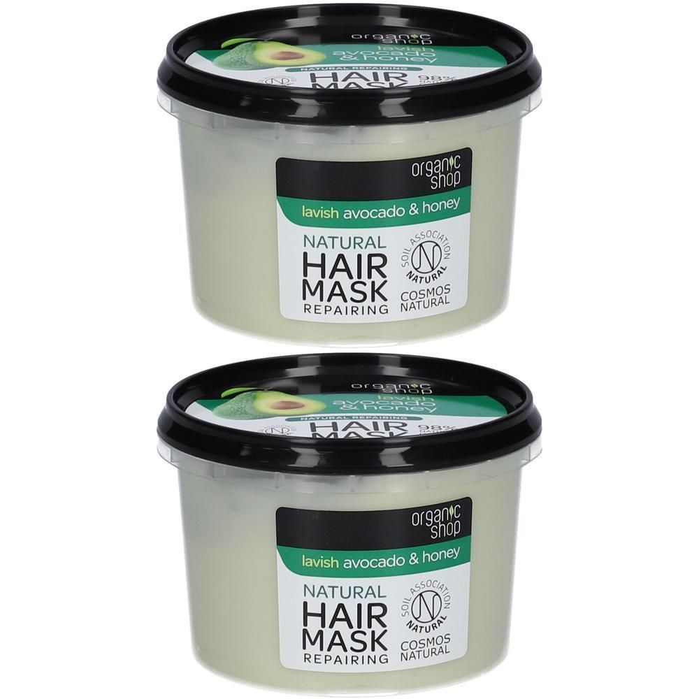Twee potten natuurlijke haarmasker avocado & honing.