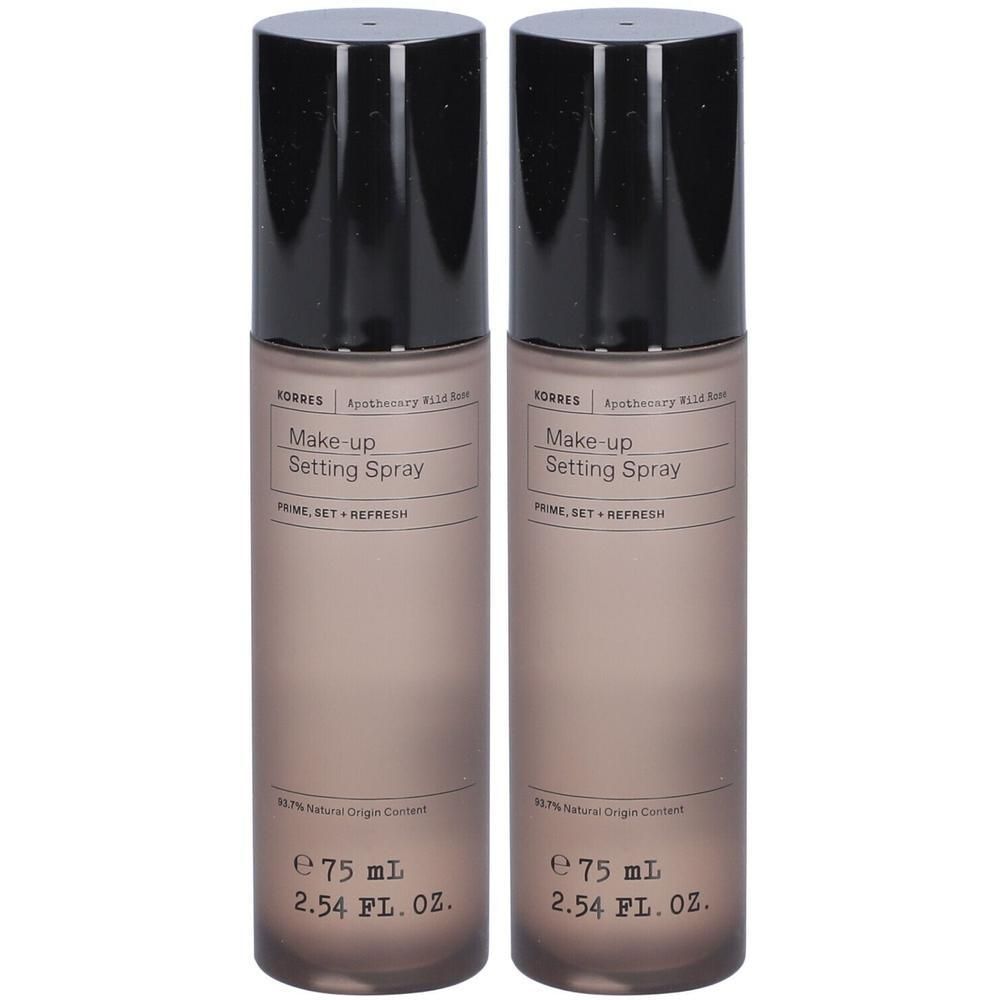 Deux flacons de spray fixateur de maquillage, 75 ml chacun.