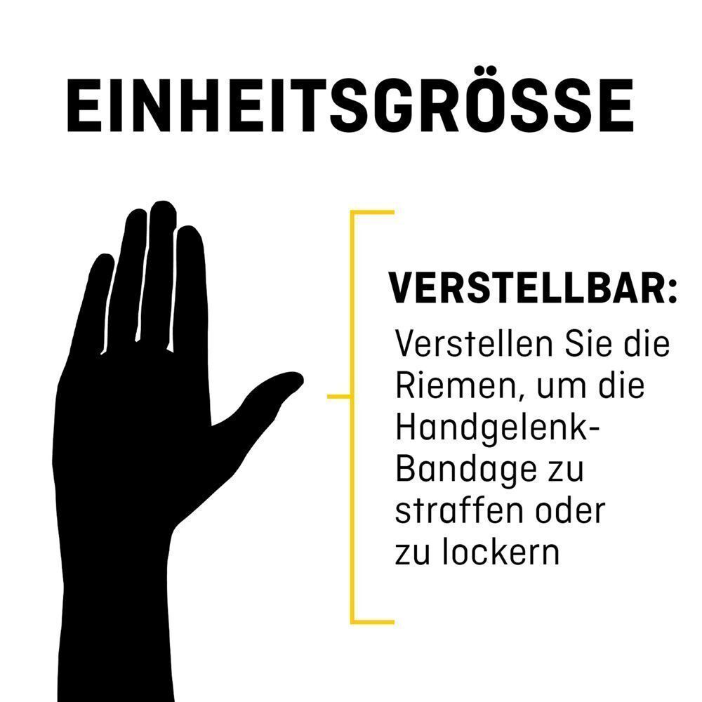 Graphique montrant la taille unique et l'ajustabilité du bandage.
