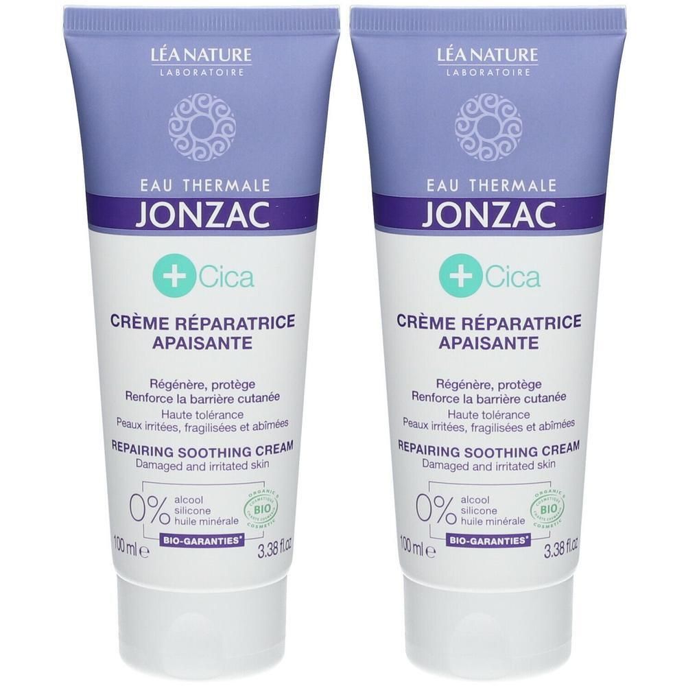 Twee tubes Jonzac +Cica herstellende kalmerende crème. 100ml.