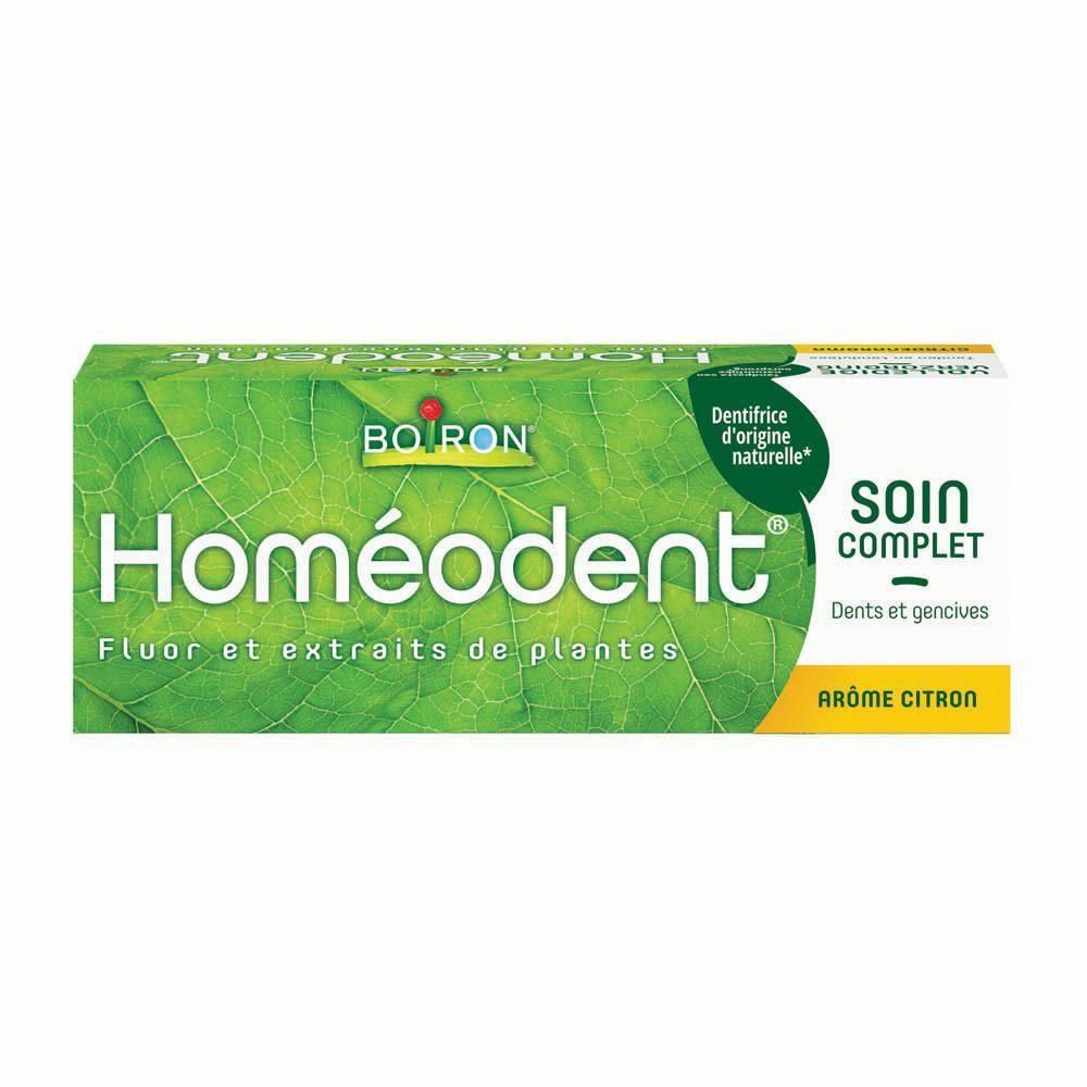 Homeodent tandpasta met fluoride en plantenextracten, citroensmaak.