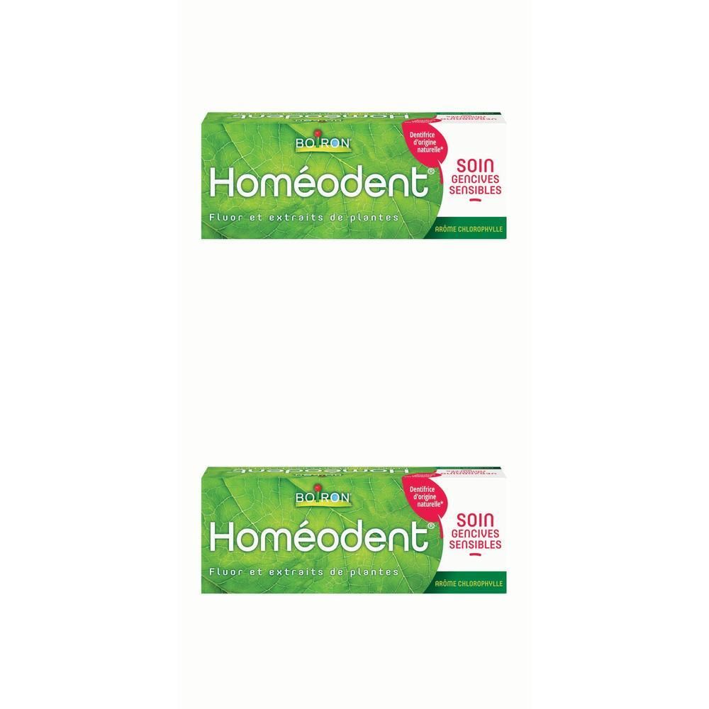 Homéodent Soin Gencives Sensibles, dentifrice au fluor et extraits de plantes.