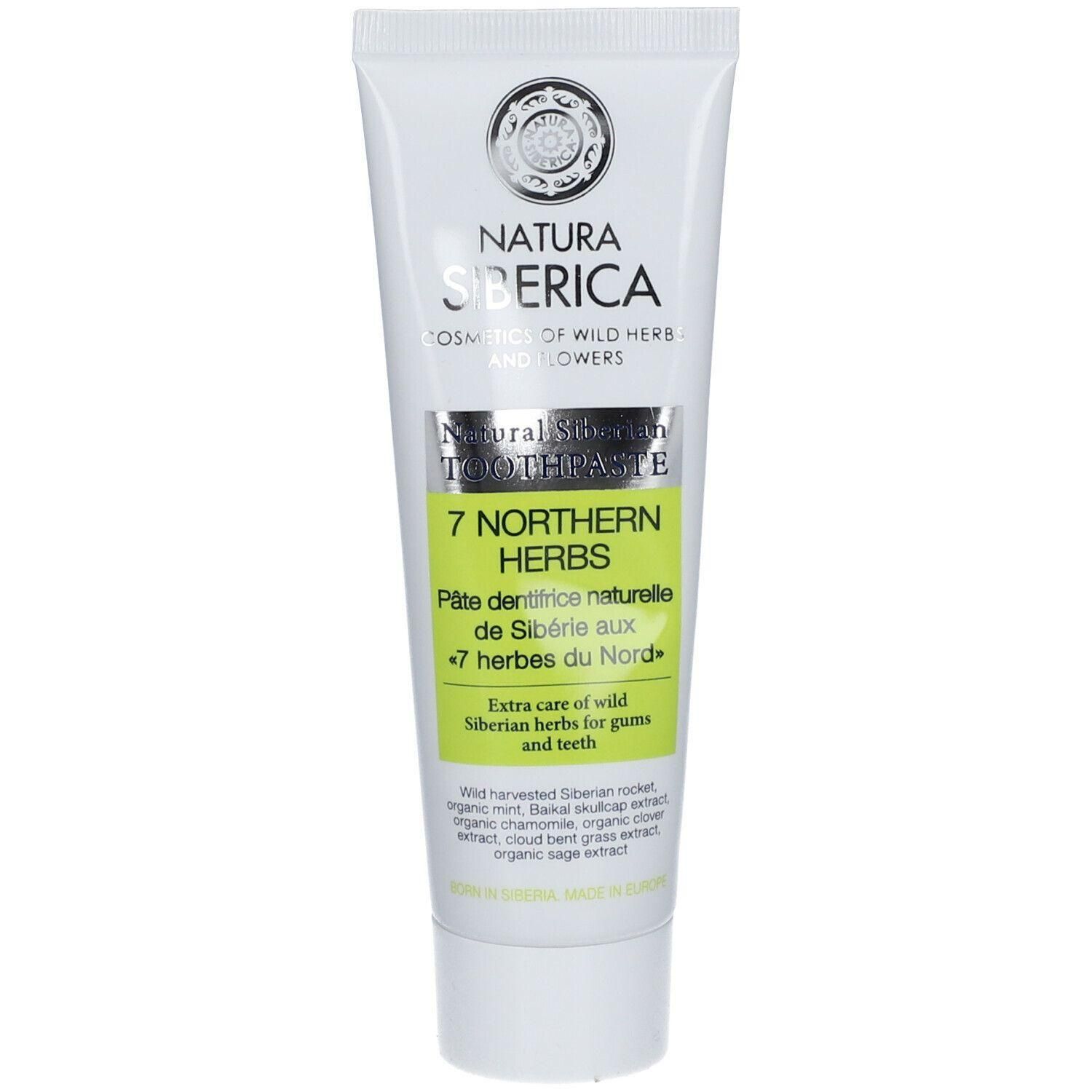 Pâte dentifrice Natura Siberica aux 7 herbes du Nord pour gencives et dents.