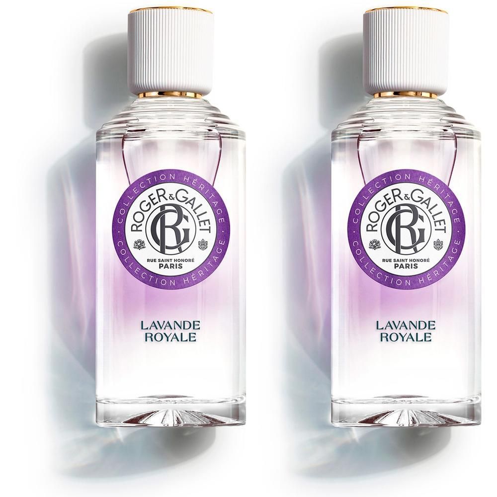 Twee flacons Roger & Gallet Eau Parfumée Bienfaisante Lavande Royale.