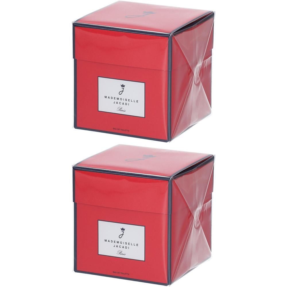 Twee rode dozen voor Jacadi Mademoiselle Eau de toilette.