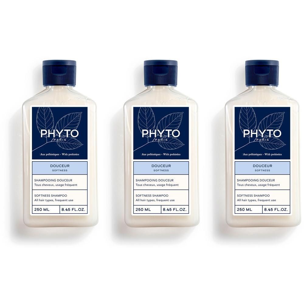 Drie flessen Phyto Douceur Shampooing Douceur.