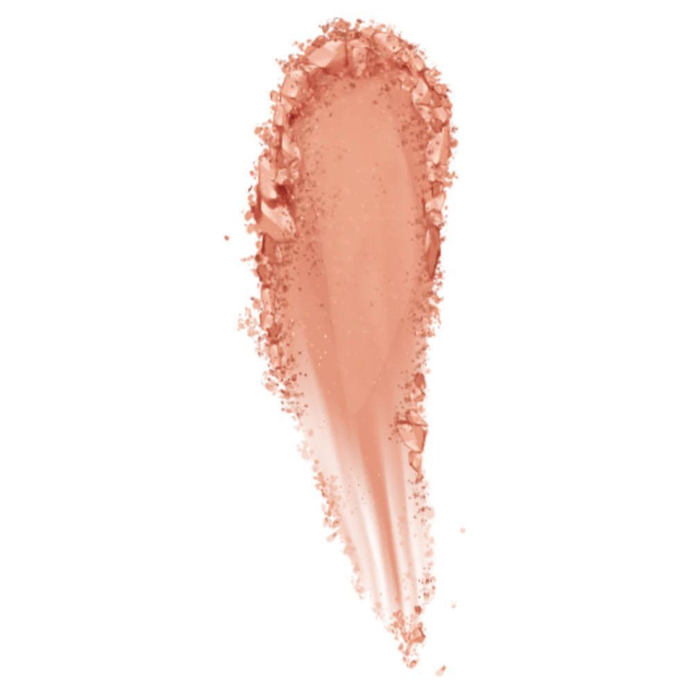 Een veeg van perzik-nude poederblush met een lichte glans.