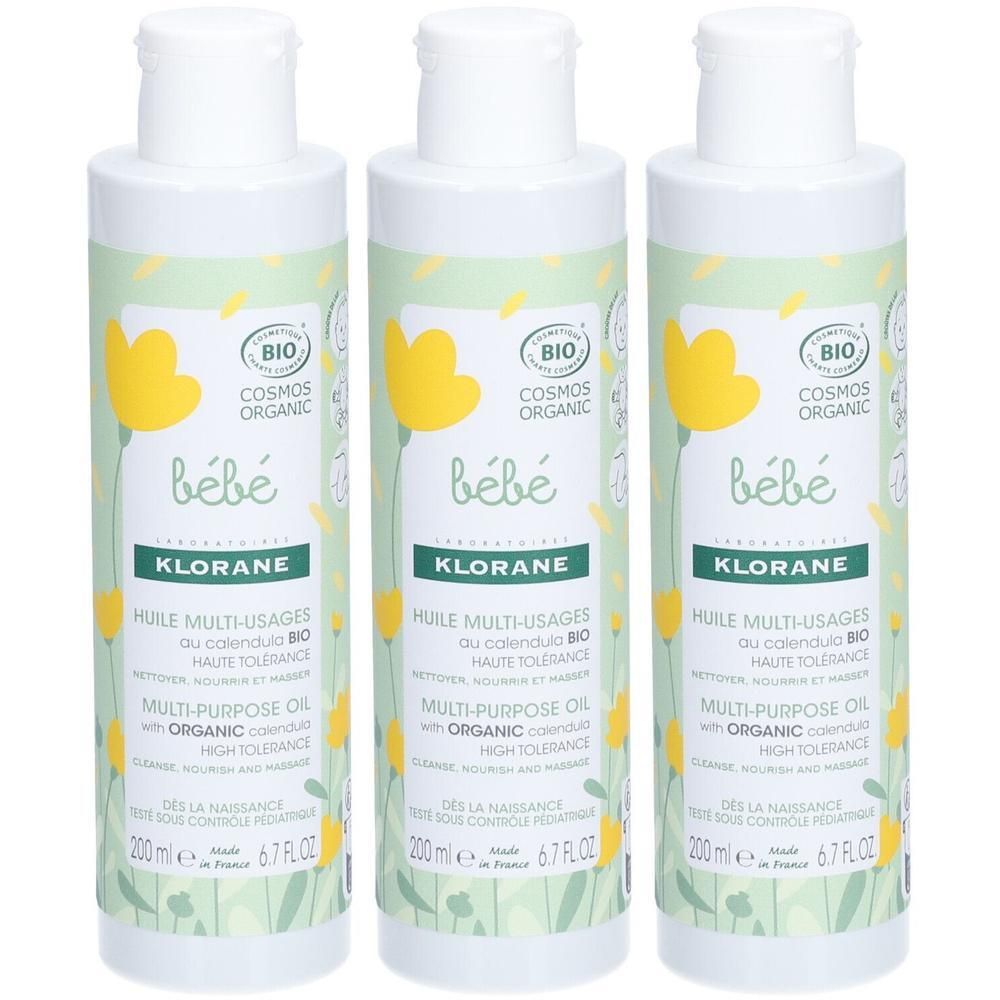 Klorane Bébé Calendula BIO Huile Multi-usages | Nettoie & nourrit | Haute tolérance