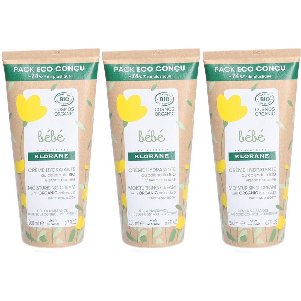 Klorane Bébé Calendula BIO Crème Hydratante | Hydrate & protège | Visage et corps