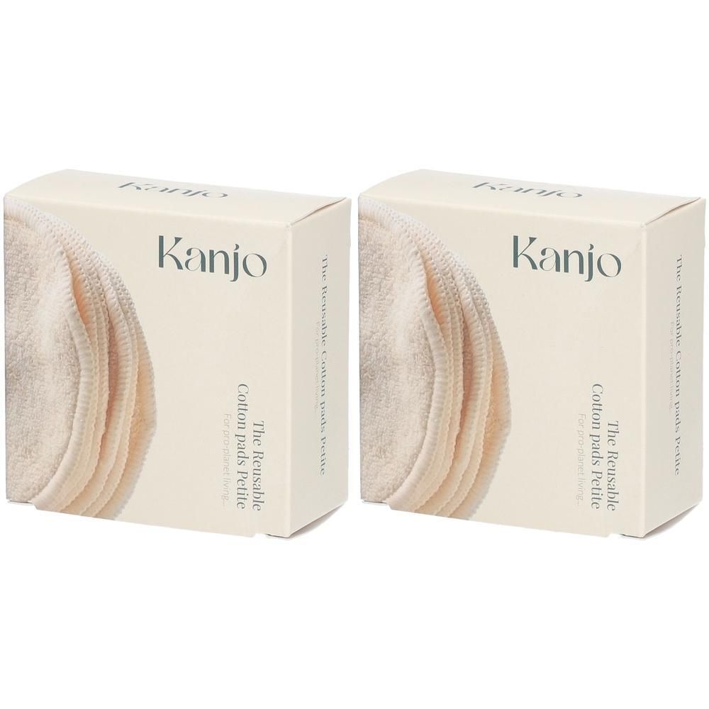 Twee Kanjo-verpakkingen met herbruikbare wattenschijfjes.