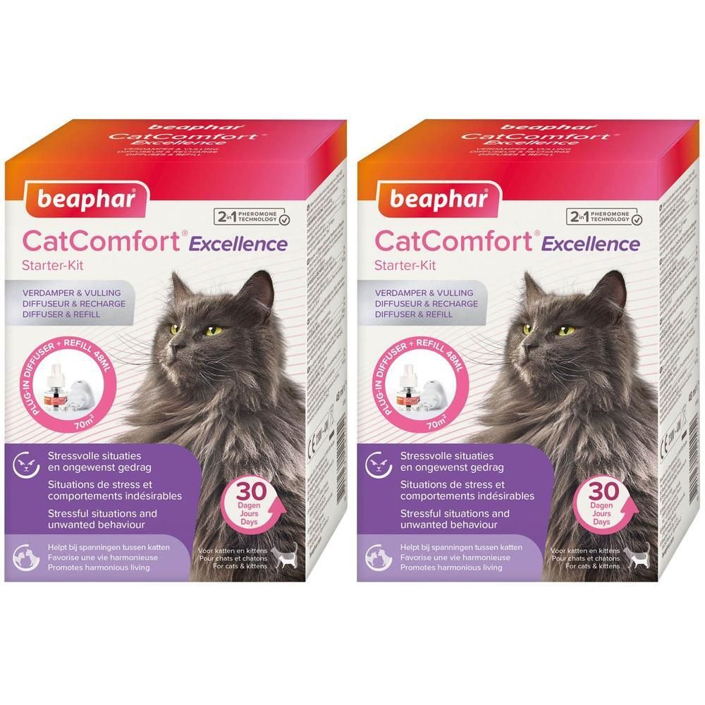Twee Beaphar CatComfort Excellence starterkits met diffuser en navulling. Voor katten.