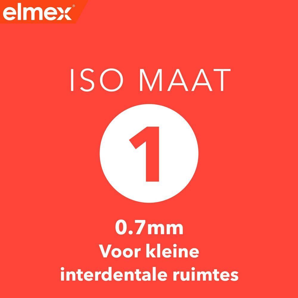 Elmex interdentale rager Maat 1 (0,7 mm) voor kleine interdentale ruimtes.