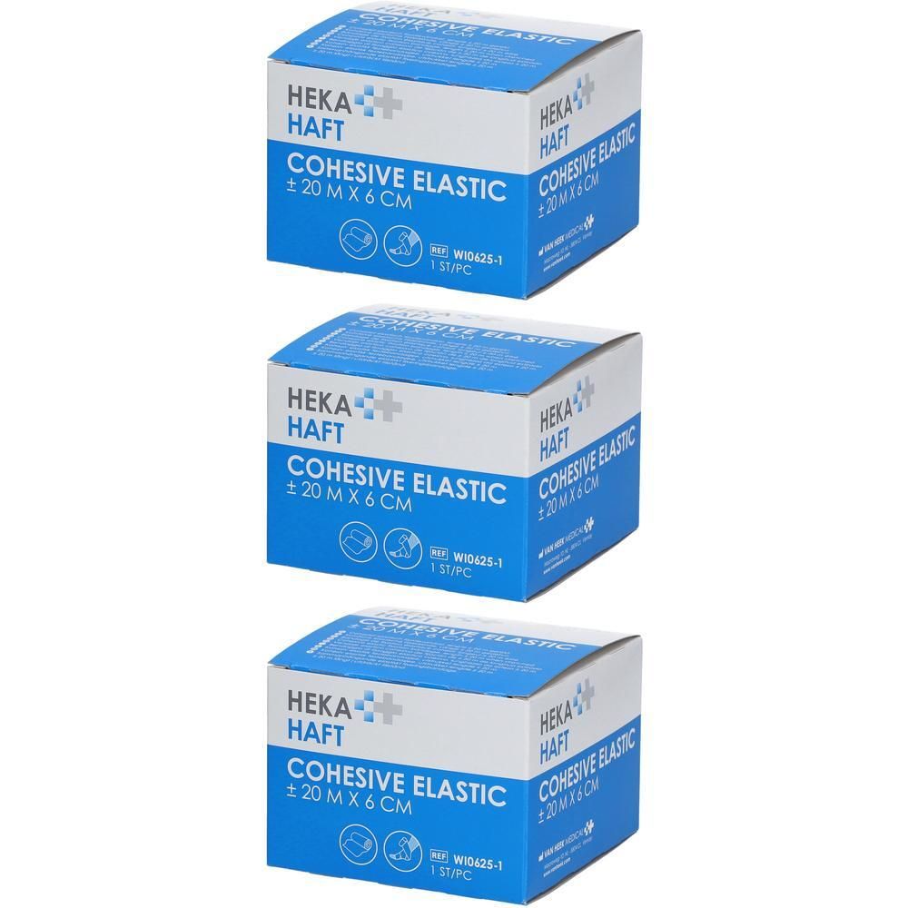 Drie dozen Heka Haft Cohesive Elastic, 20 m x 6 cm.