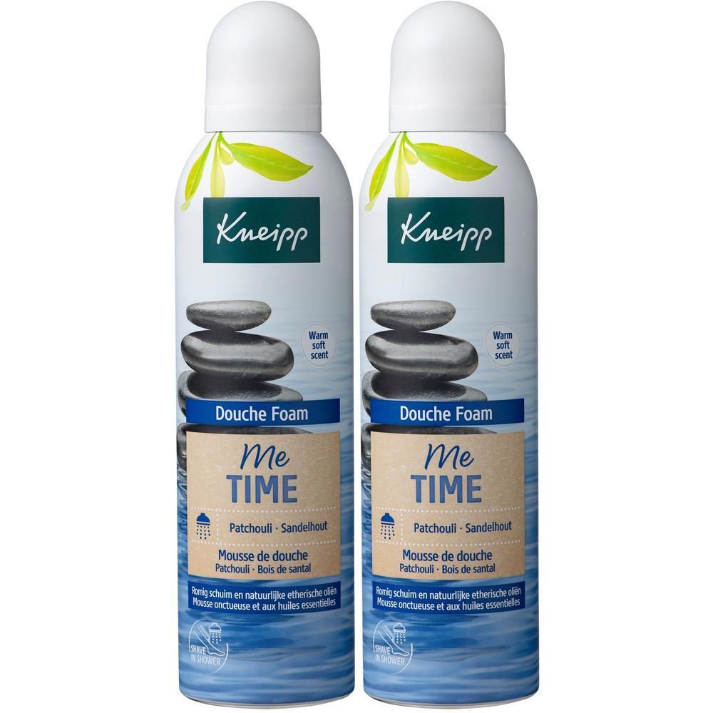 Twee flacons Kneipp douche schuim "Me Time" Patchouli - Sandelhout.