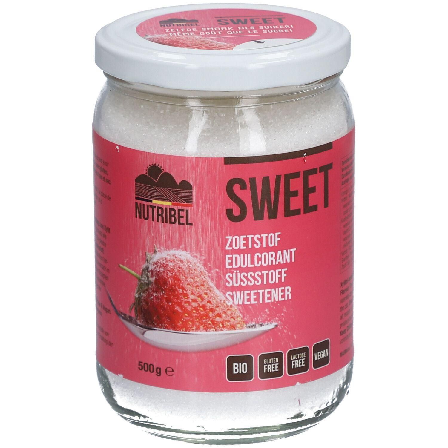 Nutribel Sweet Zoetstof in pot, 500g. Bio, glutenvrij, lactosevrij, vegan.