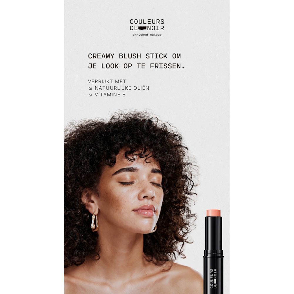 Drie COULEURS DE NOIR Creamy Blush Sticks: 01 Sweet Peach, 02 Soft Pink, 03 Burnt Rose.