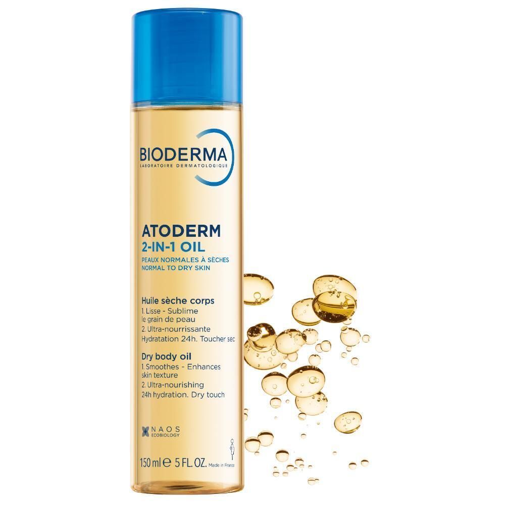 Eén flacon Bioderma Atoderm 2-in-1 Olie met oliedruppels, 150ml.
