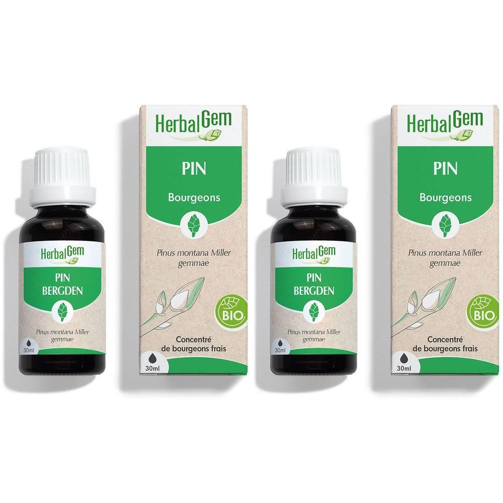 Trois flacons et boîtes de HerbalGem Pin Bergden, 30ml.
