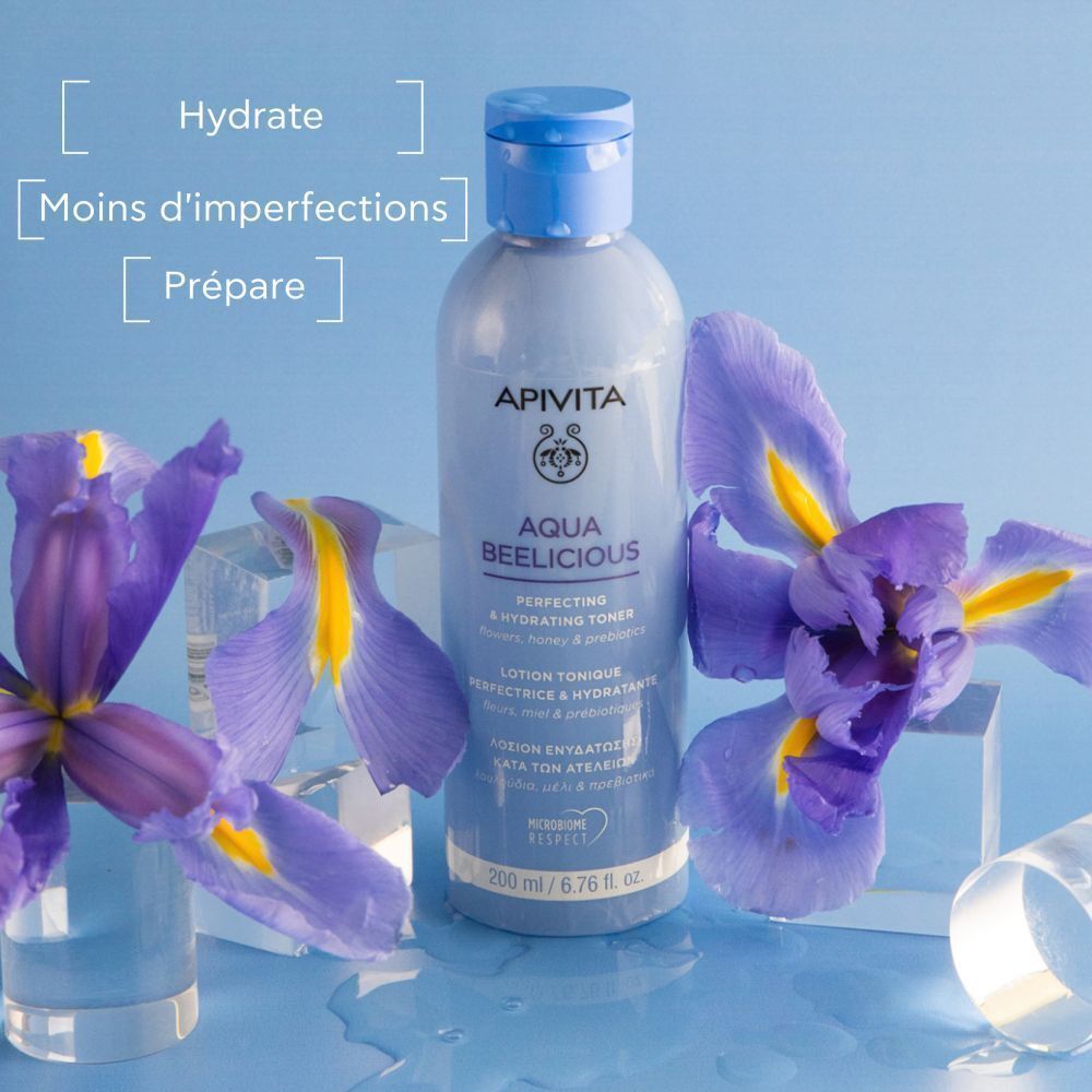 Apivita Aqua Beelicious Lotion Tonique Perfectrice & Hydratante avec iris et rayons de miel.
