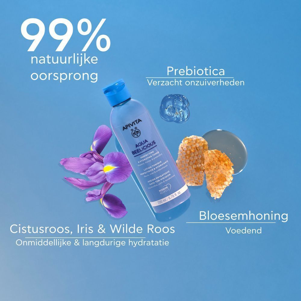 Apivita Aqua Beelicious lotion met bloemen, honingraat en prebiotica.