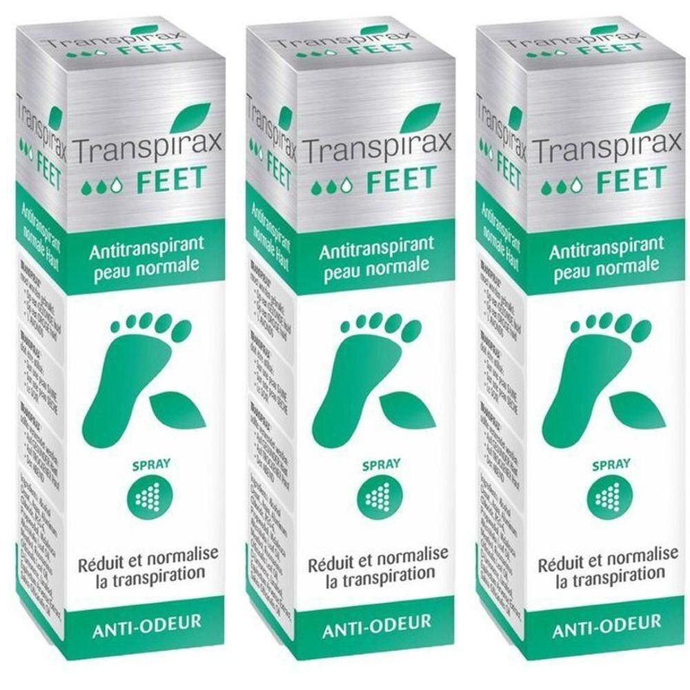 Transpirax Feet Antitranspirant peau normale, spray. Réduit et normalise la transpiration. Anti-odeur.
