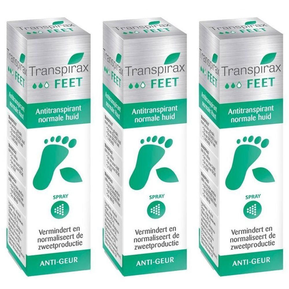 Transpirax Feet Antitranspirant normale huid, spray. Vermindert en normaliseert de zweetproductie. Anti-geur.