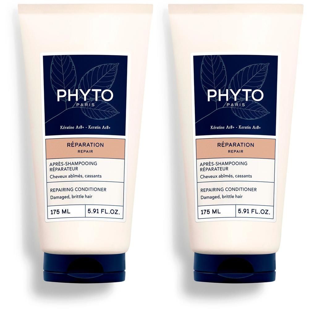 Deux flacons Phyto Réparation Après-Shampooing Réparateur, 175 ml.