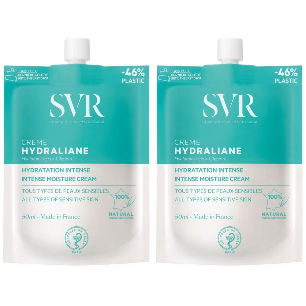 Twee SVR Hydraliane vochtinbrengende crème zakjes.