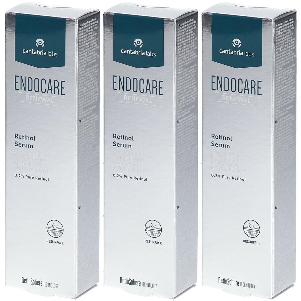 Drie verpakkingen Endocare Renewal Retinol Serum met 0,2% pure retinol.
