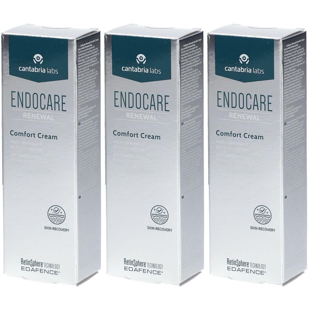 Drie dozen CANTABRIA LABS Endocare Renewal Comfort Cream met RetinSphere technologie.