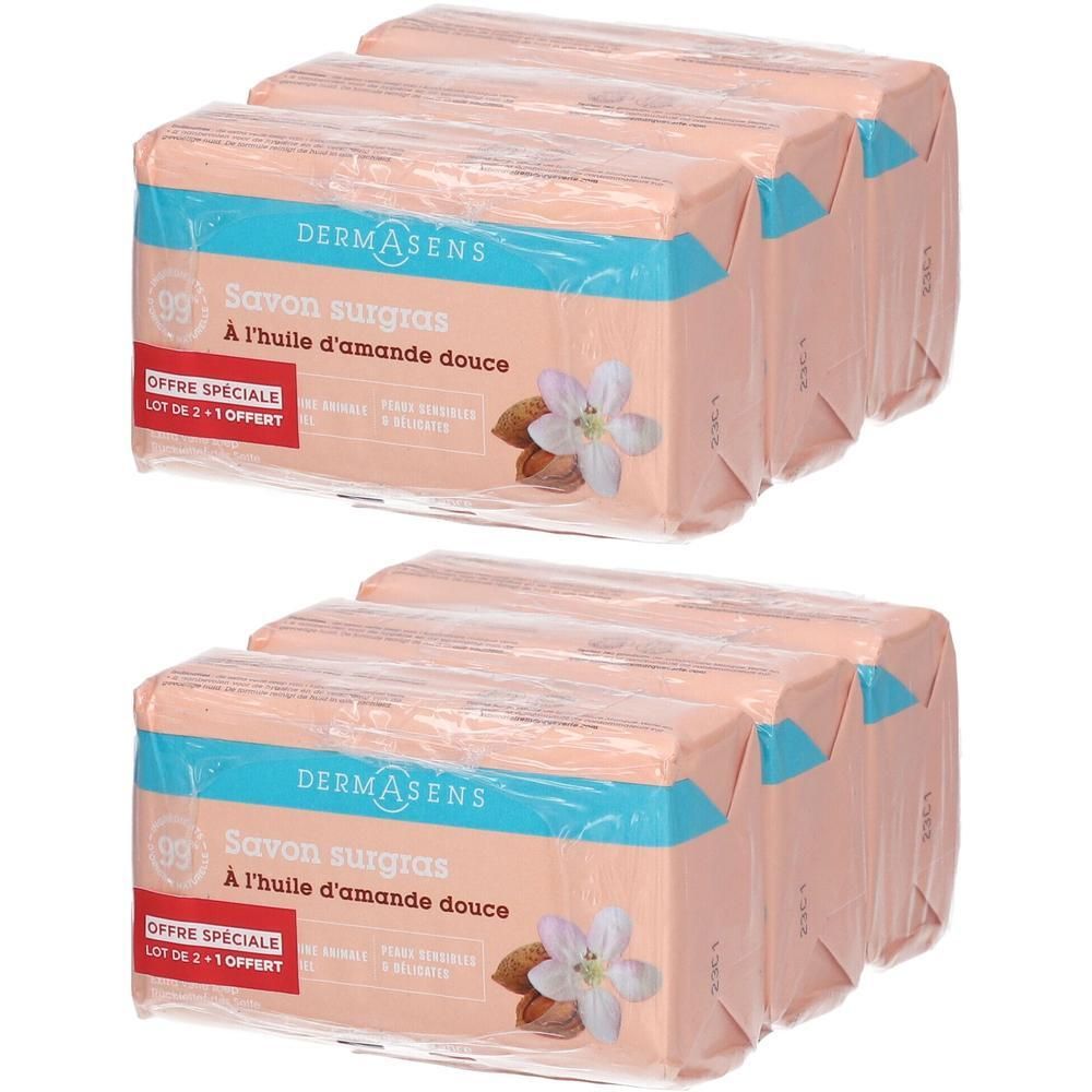 DermAsens Savon Surgras à l'huile d'amande douce, offre 2+1.