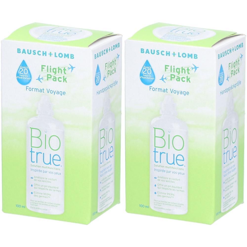 Twee pakken Bausch & Lomb Biotrue Multifunctionele Oplossing, Flight Pack.