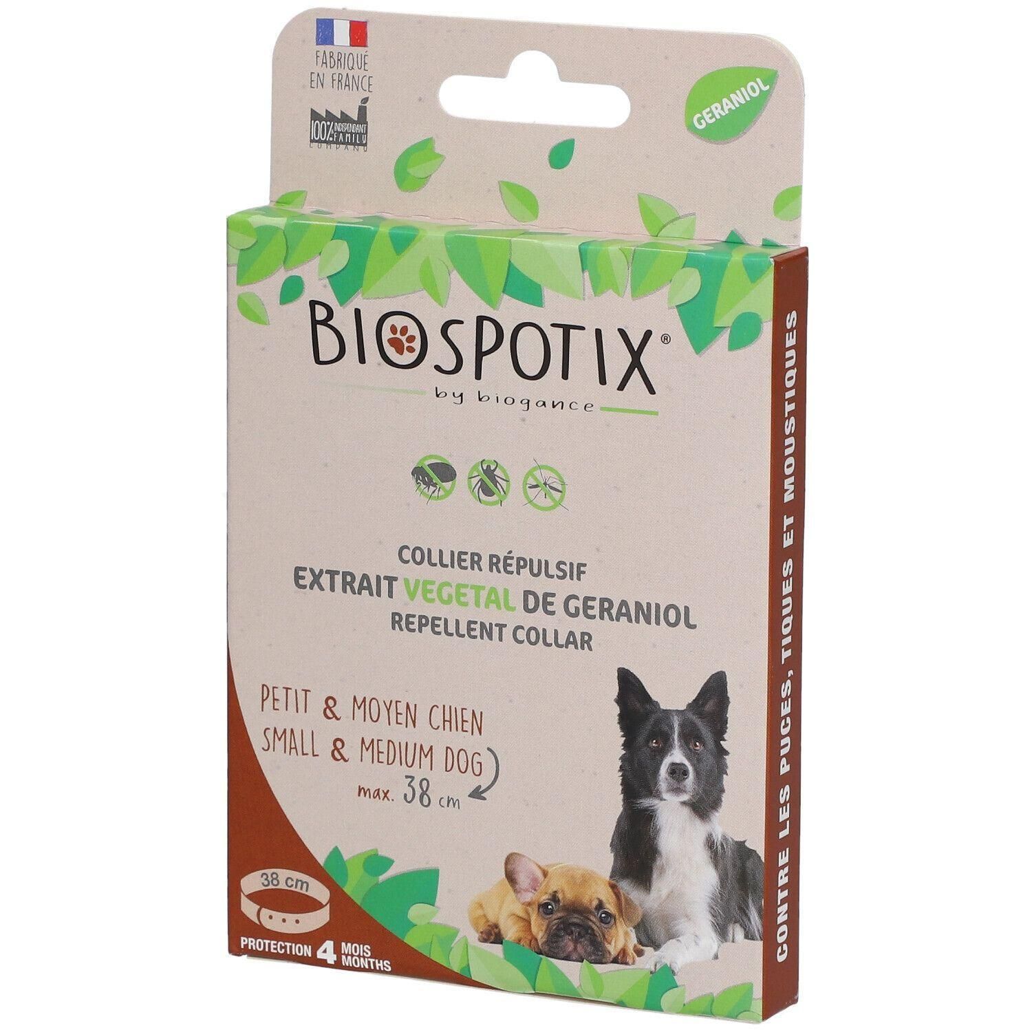 Biospotix Repellent Collar voor kleine en middelgrote hond, max. 38 cm. Plantaardig extract van geraniol.