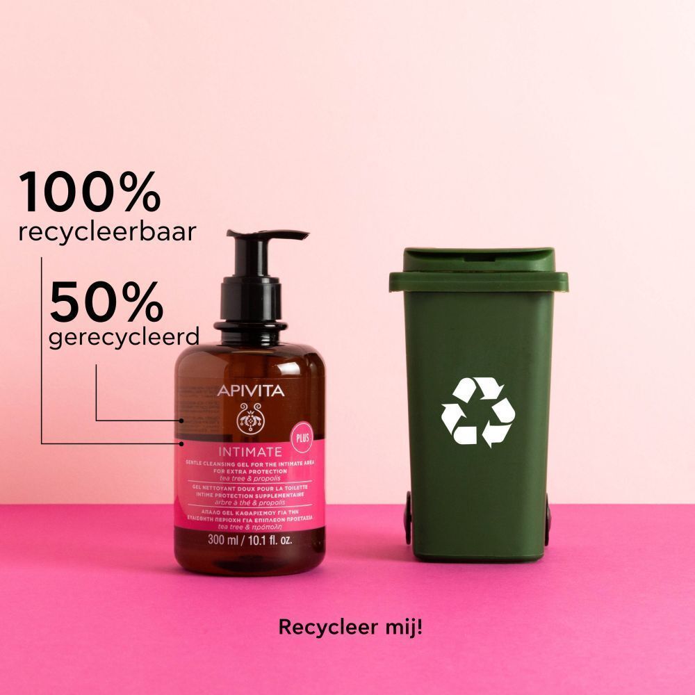 Apivita Intimate reinigingsgel met propolis, respecteert en herstelt de natuurlijke flora.