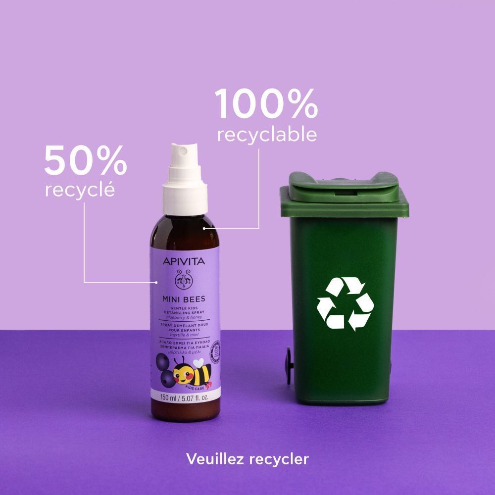 Apivita Mini Bees Spray Démêlant: 50% recyclé, 100% recyclable. Veuillez recycler.