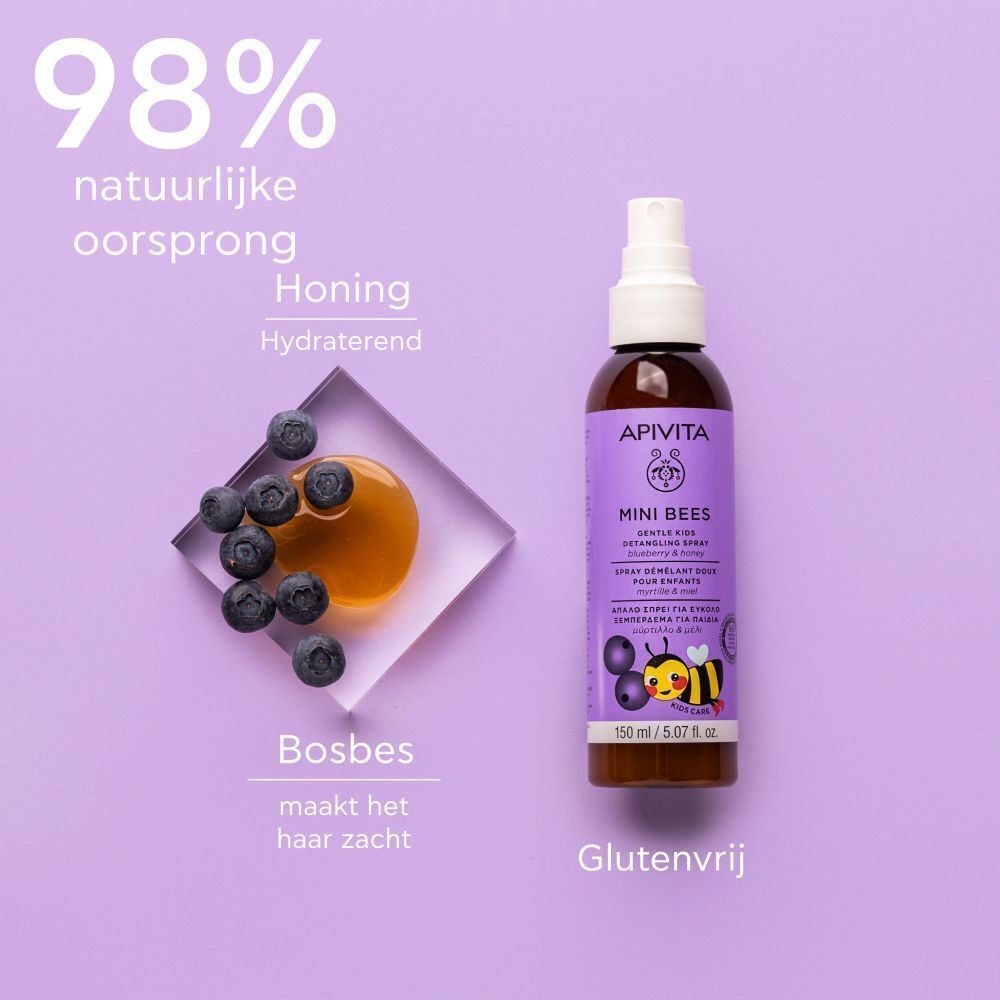 Apivita Mini Bees ontwarrende spray, honing en bosbessen.